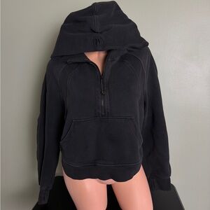 LULULEMON CROPPED SCUBA HOODIE SWEATSHIRT BLACK QUARTER ZIP SIZE XS/S